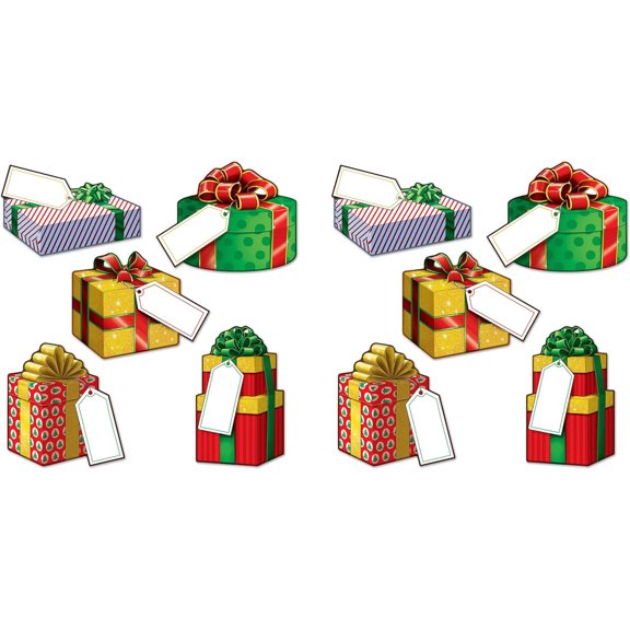 Beistle Mini Gift Boxes Cutout Christmas Decorations - 5" - Multicolor - Club Pack of 240