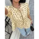 thumbnail image 4 of Blusa De Mujer Con Lunares Café En Albaricoque, Mangas Abullonadas Y Lazo, 4 of 12