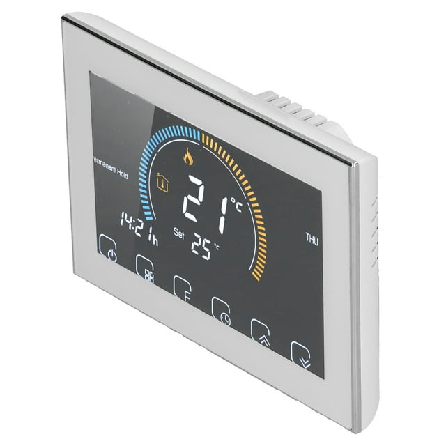 Smart Thermostat, Color Backlit LCD Screen Memory Function Thermostat Six Periods Programmable For Household For Testing Tool BHT-8000GC-Blanc
