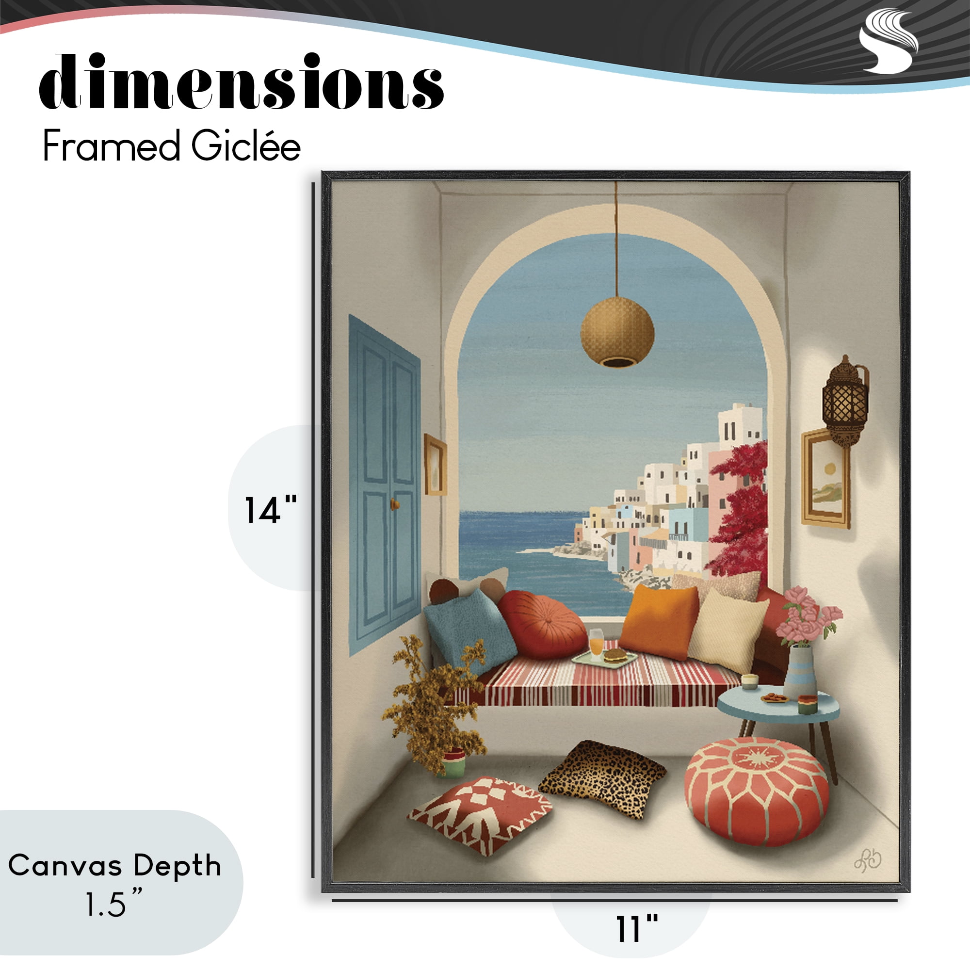 Stupell Industries Mediterranean Seaside Window View Black Framed Giclee Art, design by Lisa R Dumm