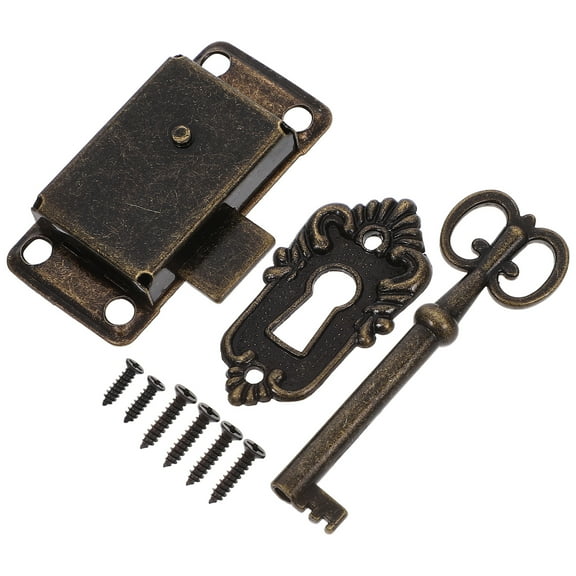 Vintage Style Cabinet Lock with Key, Retro Door Lock for Cabinets, Drawers, Wooden Furniture, Security Hardware Accessory