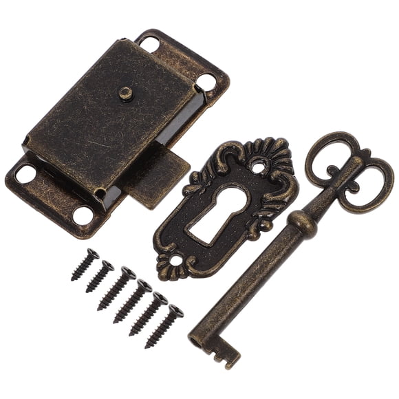 Juego de cerradura antigua con llave para armario y puerta de mueble retro