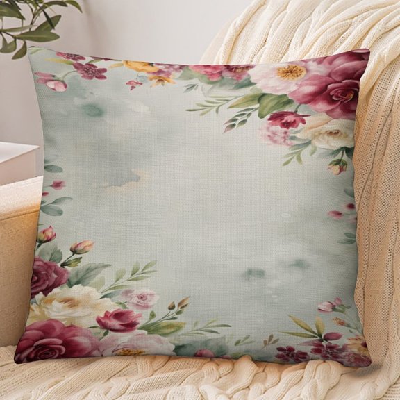RKSupls 18x18 Inch Envelope Throw Pillow Cover, Tropical Lily Leaf Vector Pattern Soft Polyester Modern Farmhouse Decorative Cushion Case for Home Bedroom Living Room