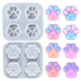 thumbnail image 5 of Paquete de 2 moldes de epoxi con forma de patas de gato, superficie con acabado mate y espejo Lindo molde de silicona para fundición de resina con huella de gato, 5 of 5