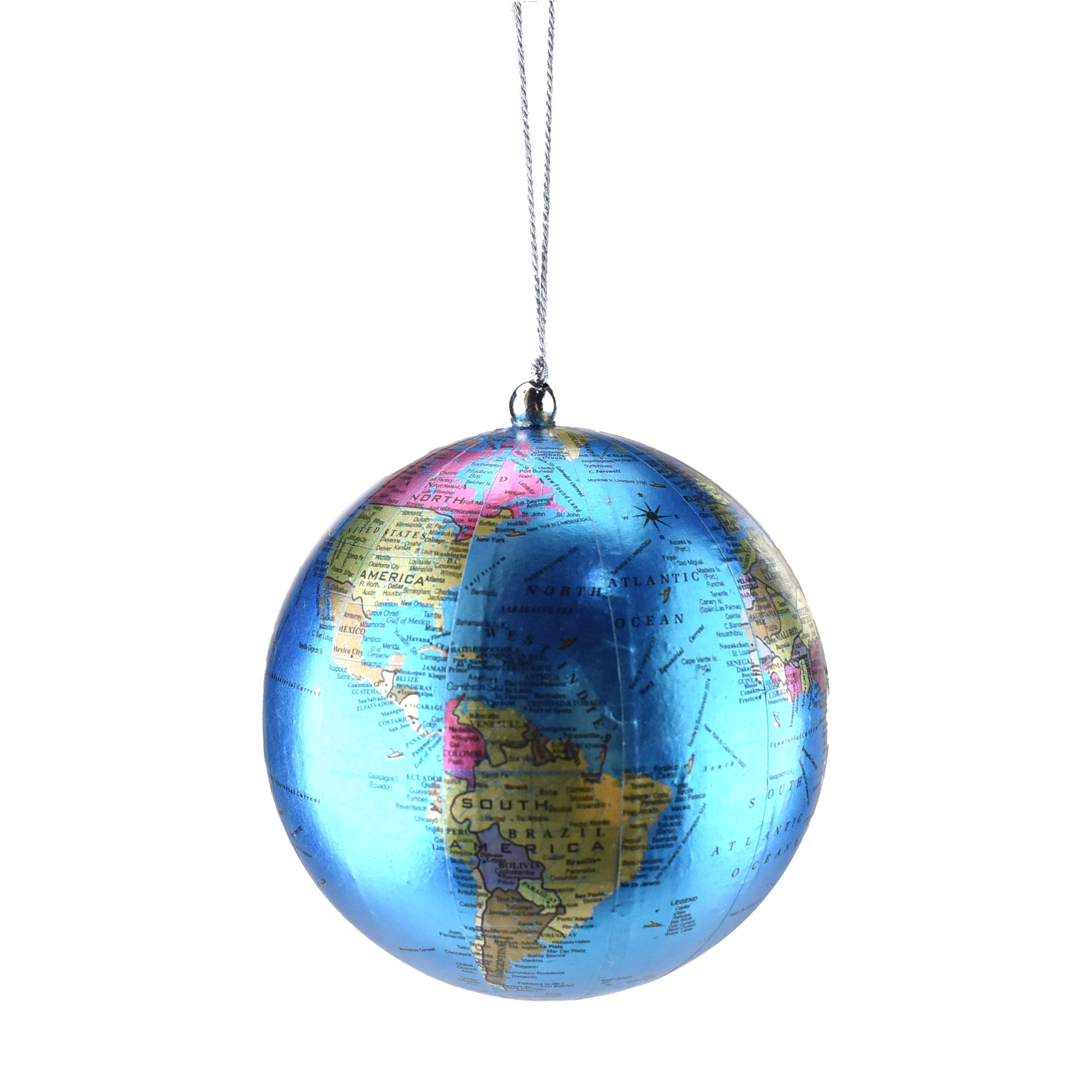 Miniature Map Of Globe Christmas Ornament, 4Inch