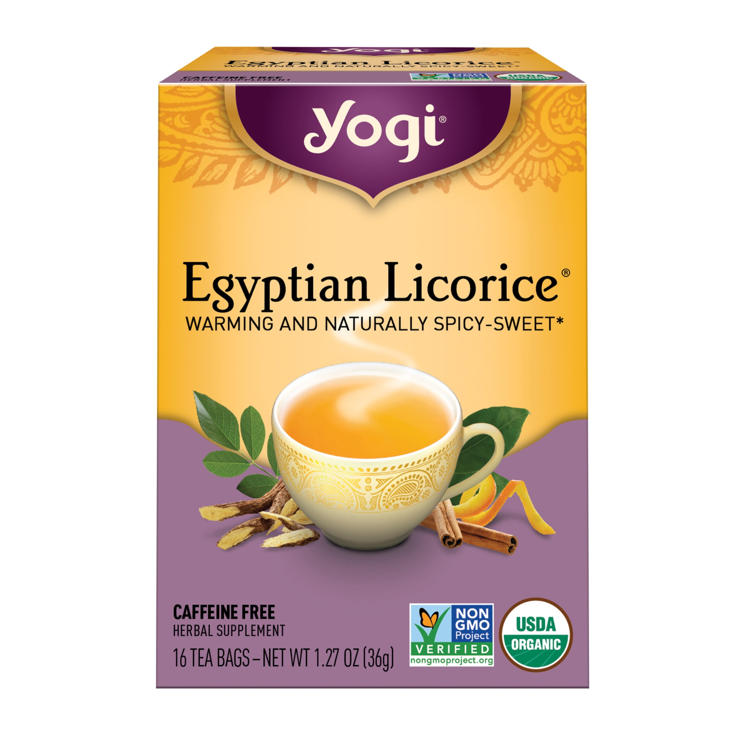 (3 pack) Yogi Egyptian Licorice, Organic Herbal Wellness Tea Bags, 16 Count