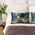 thumbnail image 2 of KLL Forest River Bald Eagle Pattern Silk Pillowcase for Hair and Skin Standard Size 20"X 30" Soft Breathable Pillow Covers for Sleeping, 2 of 6