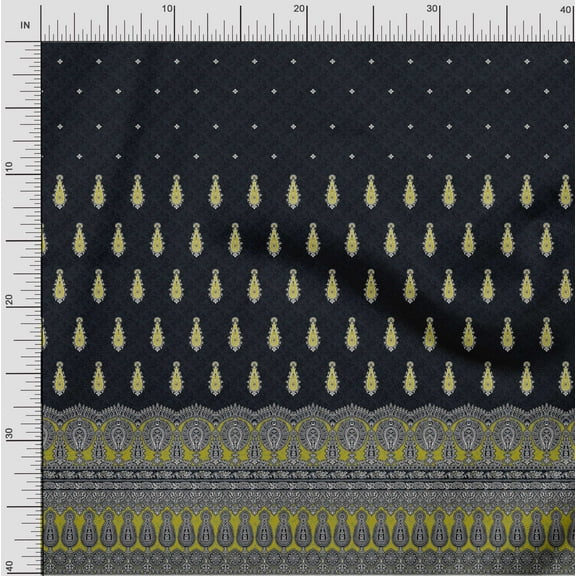 oneOone Cotton Jersey Black Fabric Floral Block Panel Dress Material Fabric Print Fabric By The Yard 58 Inch Wide