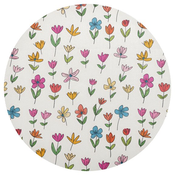 Floral Round Placemats Set of 6 Woven Non-Slip Washable Heat Resistant Table Mats 15.4 Inch for Kitchen Dining Decor