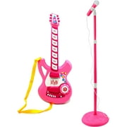 Jimmy's Toys Electric Guitar, Microphone, Stand, Songs, Instrument Sounds, and Shoulder Strap - Battery Operated