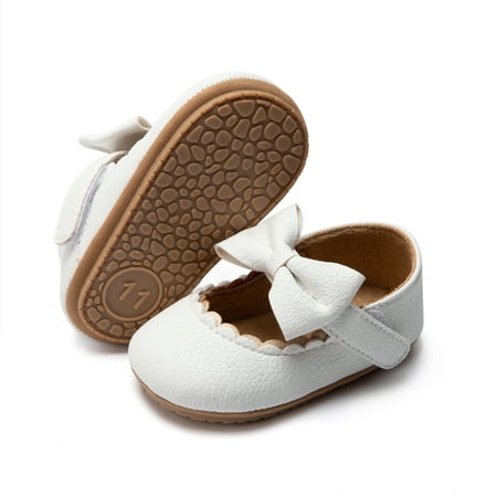 

Meckior Baby Girls Dress Shoes Infant Mary Jane Bowknot Flats None-Slip Sole Princess Shoes for Newborn 3-18 Months