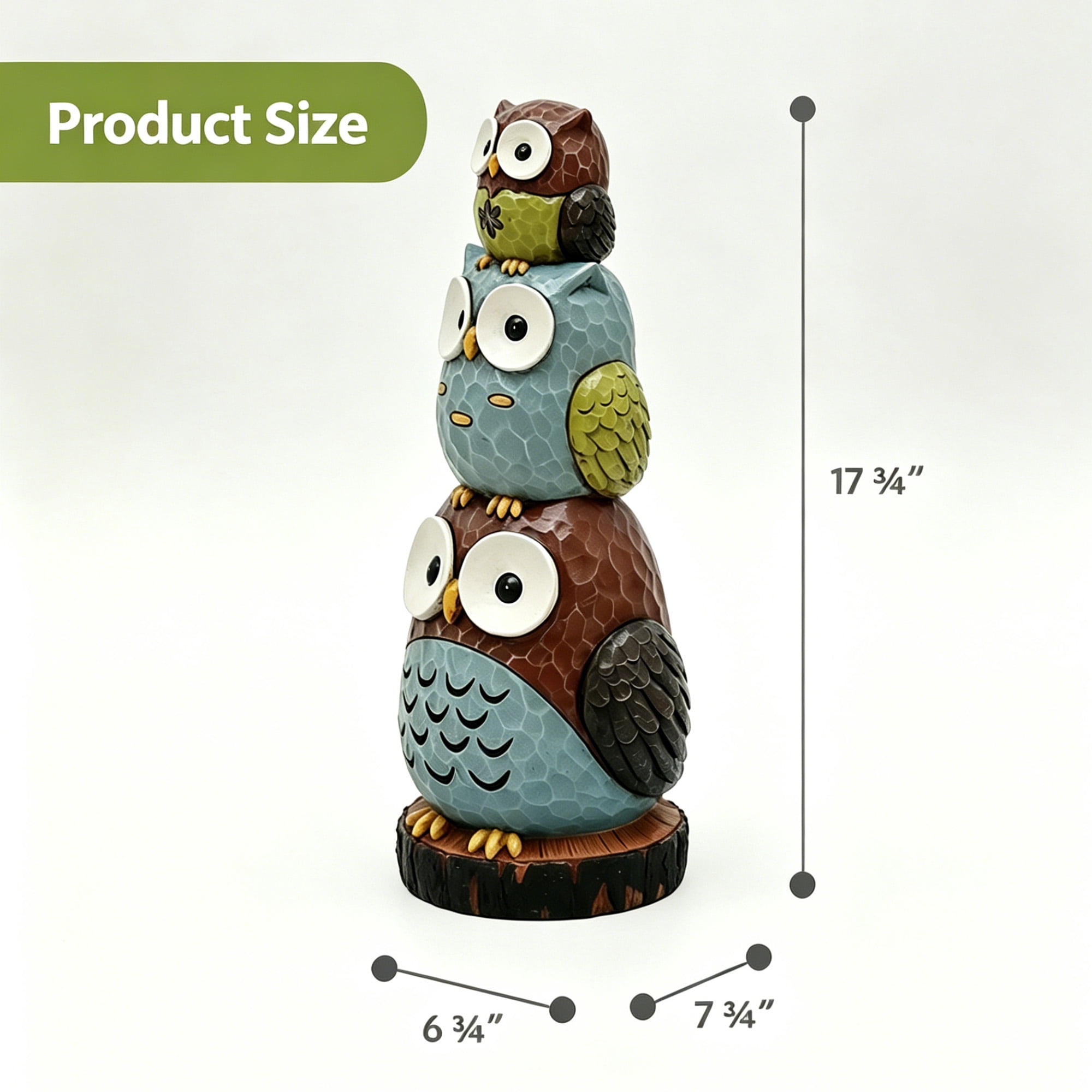 Abble 18" Stacking Owls Sculpture Garden Statue