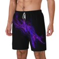 thumbnail image 5 of Mens Swim Trunks Black Purple Abstract Quick Dry Board Shorts with Compression Liner, 5 of 6