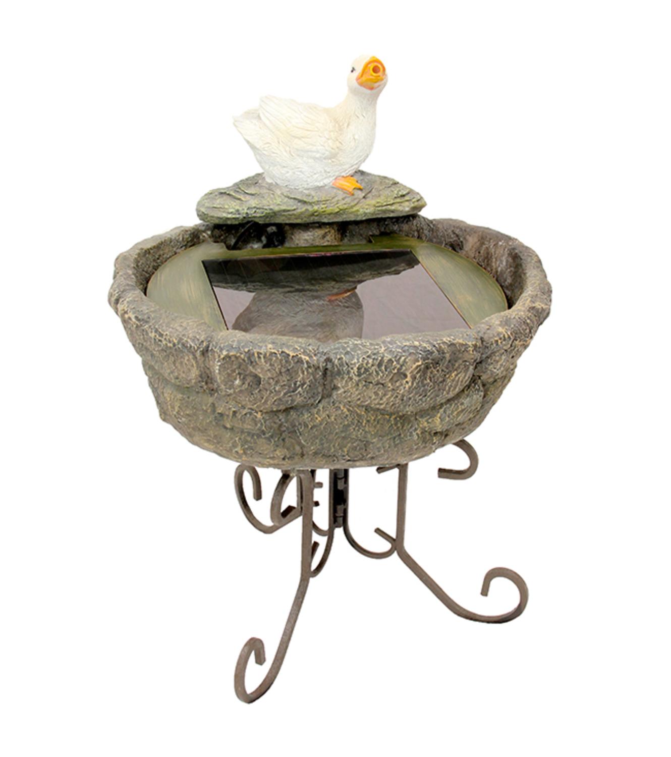 19 Solar Powered Rustic Cobblestone Duck Outdoor Garden Water Fountain Walmart Com Walmart Com