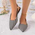 thumbnail image 4 of Purcolt Womens Stripes Canvas Slingback Flats Dressy Casual Pointed Toe Slip On Ballet Shoes Comfort Soft Sole Dress Shoes with Elastic Ankle Strap, 4 of 7