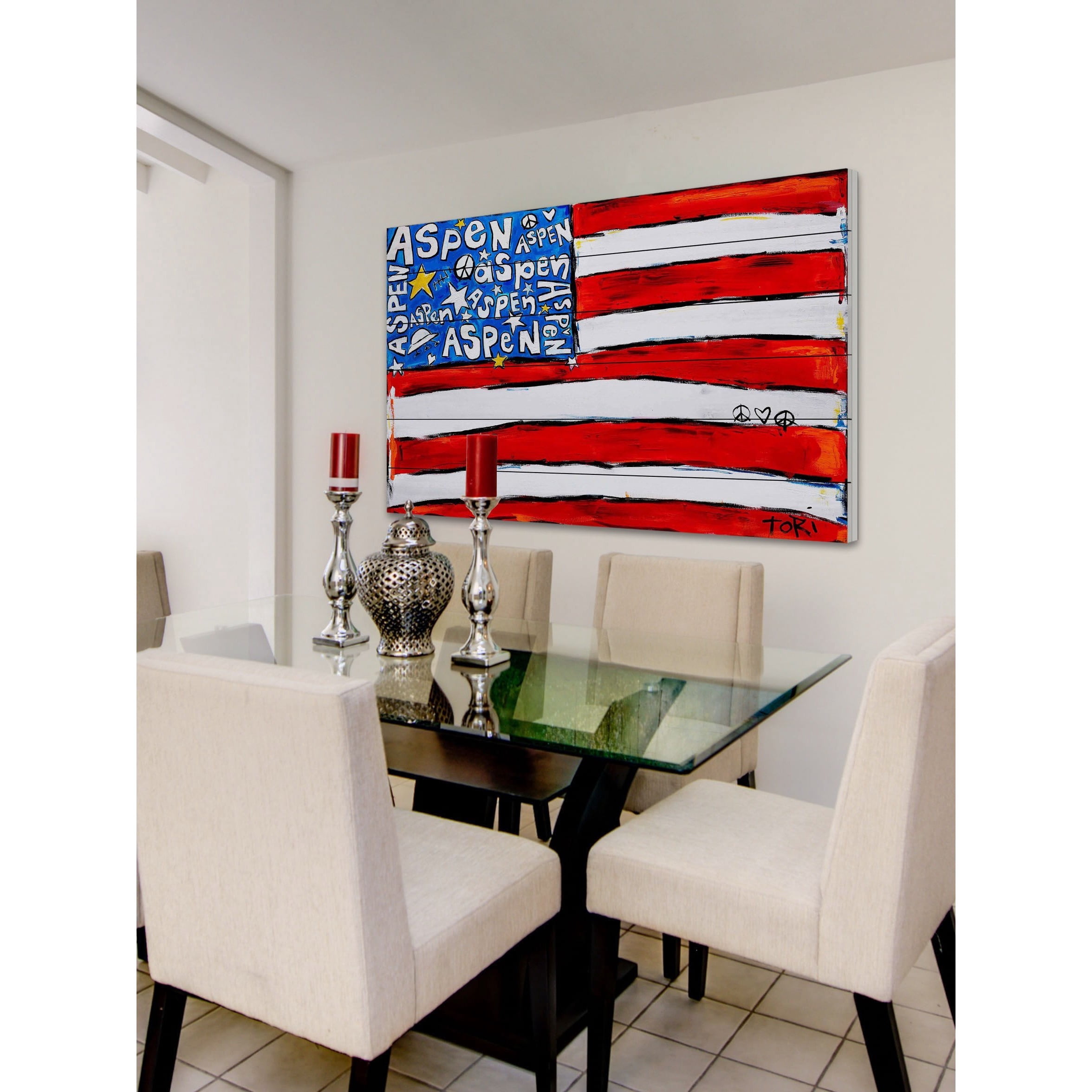 Marmont Hill "Aspen Flag" by Tori Campisi Painting Print on White Pine Wood