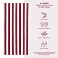 thumbnail image 4 of American Soft Linen, 100% Cotton 4-Pack Turkish Cabana Striped Beach Towels – Sand-Free, Soft & Absorbent, 30x60 Inches - Bordeaux, 4 of 10