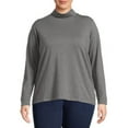 thumbnail image 4 of Terra & Sky Women's Plus Size Mock Neck T-Shirt, 2-Pack, 4 of 5