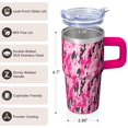 thumbnail image 3 of 20oz Double Wall Insulated Tumbler with Handle and Straw, Geometric Design Stainless Steel Travel Coffee Cup, 3 of 5