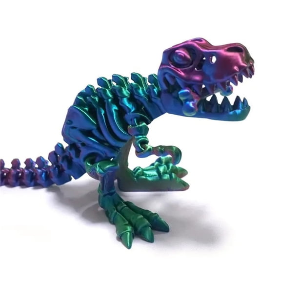 1pc Dazzling Color Size: 15cm 3D Printed Tyrannosaurus Rex Dinosaur Skeleton Transformer Figurine Gift Craft
