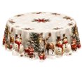 thumbnail image 4 of Christmas Tablecloth Round 60 Inch, Holiday Dining Table Cover, Festive Christmas Table Decor for Kitchen Home Party, 4 of 5