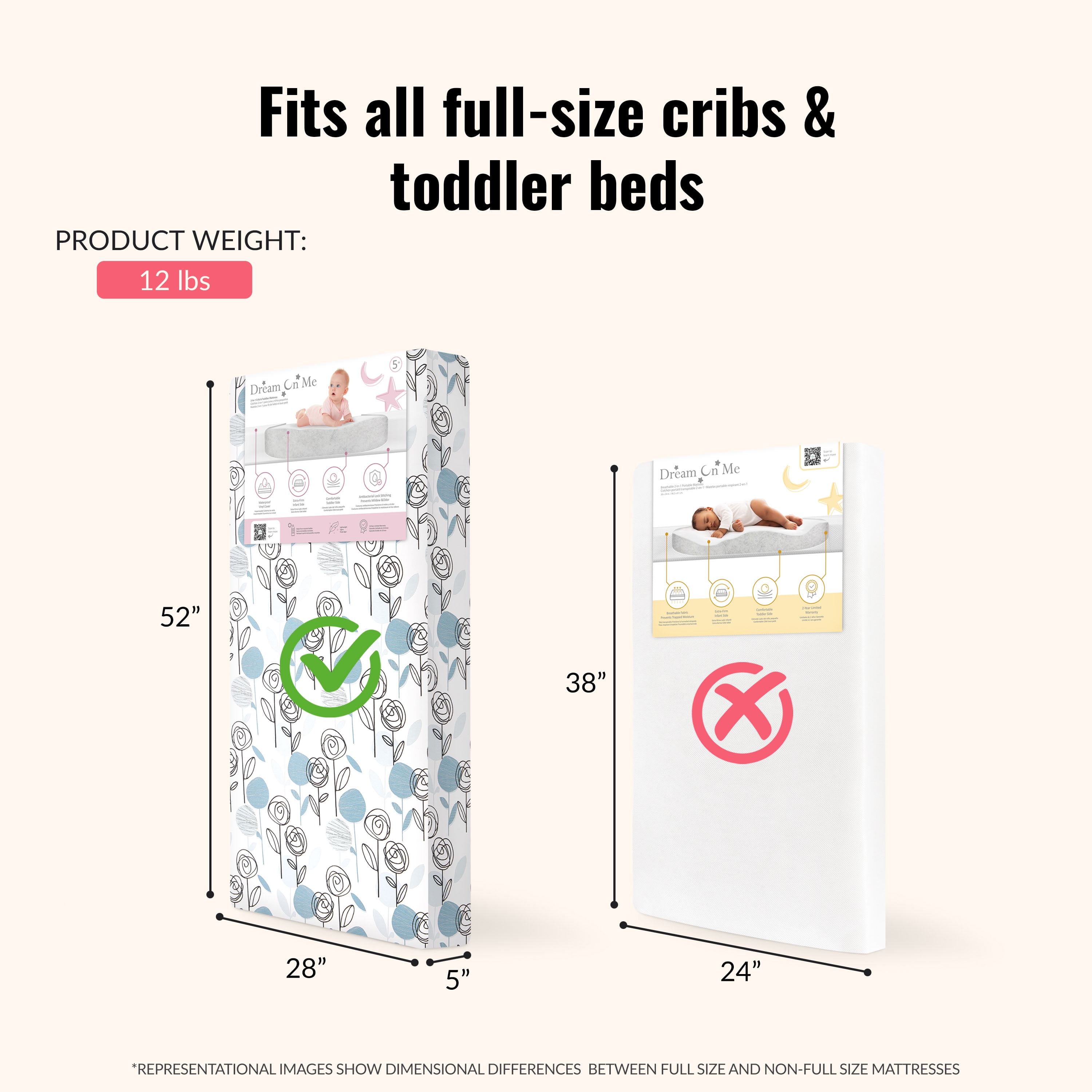 Dream on Me Joyful Blooms Breathable Crib & Toddler Foam Mattress