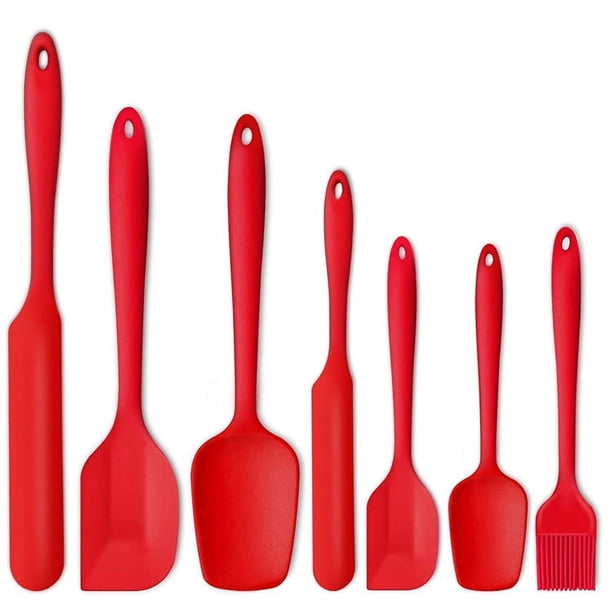Fiudx Juego de Espátulas para Crema, 7 Herramientas para Hornear, Diseño Flexible Resistente a Altas Temperaturas, Cepillo para Aceite, Raspador Grande, Orificio para Colgar para Fácil Almacenamiento