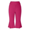 thumbnail image 4 of QATAINLAV Women's Yoga Capri Pants Stretch Causal Athletic Capris Solid Elastic Waist Ruffle Hem Dance Leggings with Pockets Hot Pink M Today Prime Sales, 4 of 10