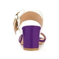 thumbnail image 2 of BLISSFUL STEP Slingback Sandals Contrast Color Chunky Heel Big Circle Buckle Sandals Purple White 10, 2 of 7