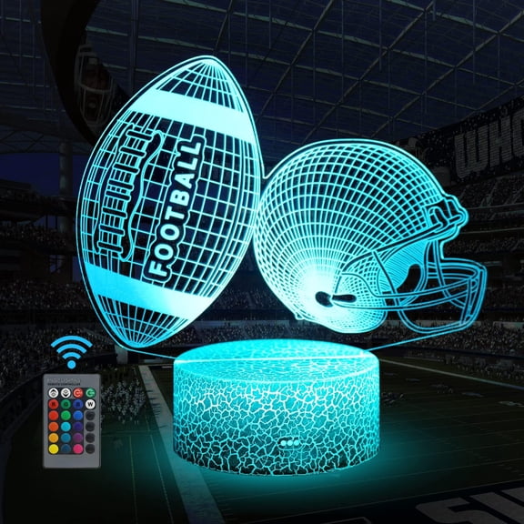 American Football Helmet Night Light,3D Illusion Led Lamp,16 Colors Dimmable with Remote Control Smart Touch, Best Christmas Birthday Gift for 3,4,5,6,7,8,9 Year Old Boy Girl Kids