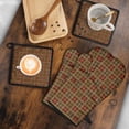 thumbnail image 5 of Brown Red Yellow Plaid Checkered Pattern Kitchen Oven Mitt and Pot Holder Sets 4 Pcs for Baking, Cooking and Grilling, Heat Resistant Up To 392 °F, 5 of 7