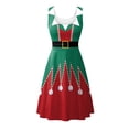 thumbnail image 4 of Shadoumai Christmas Dress Santa Clause Outfit Mini Dress Casual Swing Dress with Santa Belt, 4 of 5