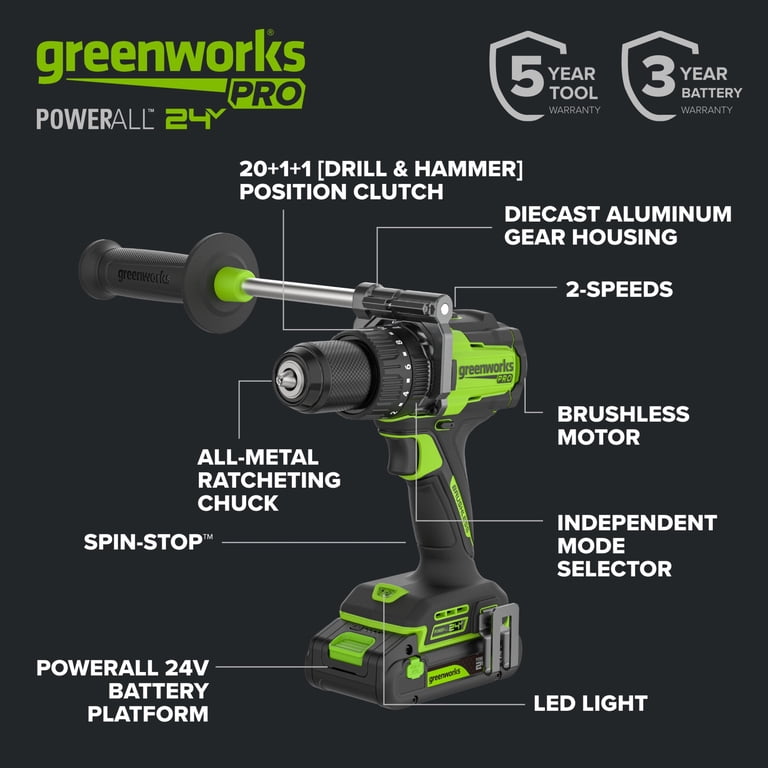 Greenworks Pro PowerAll 24V Brushless 1/2-Inch Hammer Drill photo 4