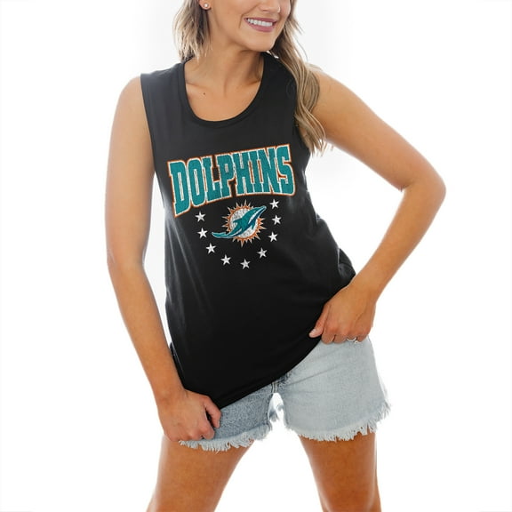 Women's Gameday Couture Black Miami Dolphins Baby You're A Star Racerback Scoop Neck Tapered Tank Top