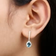 thumbnail image 6 of Rosec Jewels Classic J Hoop Drop Earrings with London Blue Topaz and Diamond for Women - 2.75 CT, 10K White Gold, 6 of 9