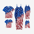 thumbnail image 1 of PatPat Ensembles Assortis pour la Famille pour la Fête de l'Indépendance T-shirt à Imprimé Drapeau Américain et Robe Midi à Bretelles Ajustables avec Poches, 1 of 7