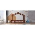 thumbnail image 4 of New Twin Size Wood Bed House Bed Frame with Fence, for , Teens, Girls, Boys, Walnut, 4 of 10