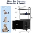 thumbnail image 3 of Cozy Castle Cat Litter Box Enclosure - 57'' Wooden Furniture with Large Cabinet, Shelves & 4 S-Hooks, Hidden Pet Washroom Indoor, Black, 3 of 9
