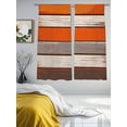 thumbnail image 2 of Coastal Style Sheer Curtains 63 inches Long 2 Panels Set Vintage Orange Brown Stripe Wood Grain Sheer Window Curtain Rod Pocket Voile Drapes for Living Room/Bedroom, Each 52" W x 63" L, 2 of 7