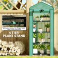 thumbnail image 6 of Outsunny 4-Tier Mini Greenhouse with Mesh Roof, Portable Outdoor Plant Shelving Unit with UV Resistant PE Cover and Steel Frame, 27.6"L x 19.7"W x 62.2"H, Green, 6 of 8