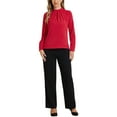 thumbnail image 2 of BLUSA DE CHIFFON CON CUELLO ALTO INSPIRADA EN CHIC OTOÑO INVIERNO PARA MUJER, CAMISA DE MANGA LARGA DE NEGOCIOS CASUAL TAMAÑO XS ROJO, 2 of 6
