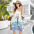 thumbnail image 5 of Rainbow Or Unicorn and Stars Women Swimsuit Cover up V Neck Beach Dress Short Sleeve Vacation Outfits Swimwear, 5 of 7