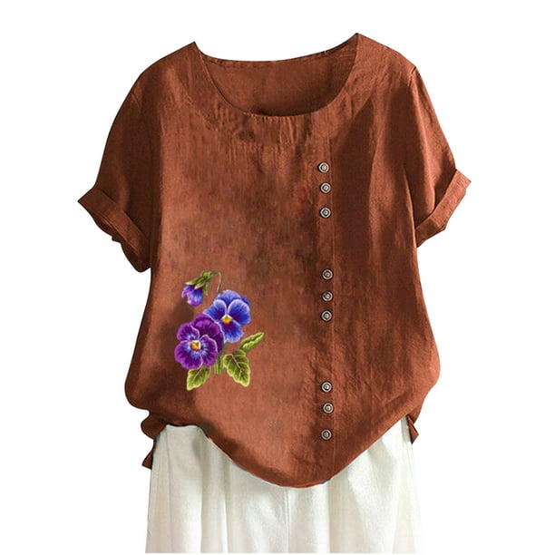 Camisetas de Manga Corta para Mujeres, Camiseta de Manga Corta Impresa Casual Hecha de 95% Poliéster 5% Spandex para Todas las Estaciones, Camisetas de Manga Corta para Mujeres