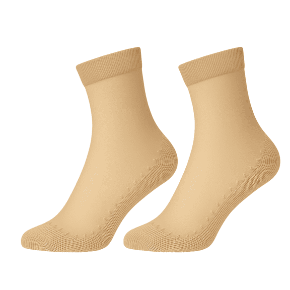 Women’s Sheer Ankle Socks 10 Pack with Non-Slip Sole, Cushioned Cotton Footbed Breathable - Beige