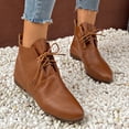 thumbnail image 2 of Wyzesi Bottines pour Femmes Largeur Large Printemps Pas Dames Rétro Bout Pointu Plat Lacets Bottines Western Bottes Courtes Bottes d'Hiver pour Femmes, 2 of 9