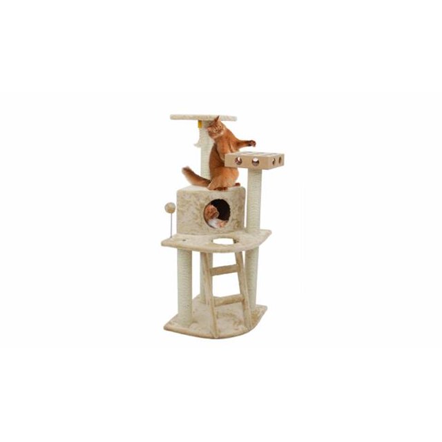 Furhaven 97100 Deluxe Cat Clubhouse With Cat- IQ Busy Box