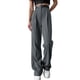 thumbnail image 1 of Pantalones de Traje de Pierna para Mujer, Pantalones Largos Informales de Negocios con Cintura Holgada y Corte Holgado Gris Oscuro L, 1 of 8