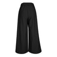 thumbnail image 6 of XPMWRP Gaucho Pants for Women Corduroy Wide Leg Palazzo Culottes Bottoms Work Trousers Loose Fit Dressy Casual Office Elastic Waist Black L, 6 of 9