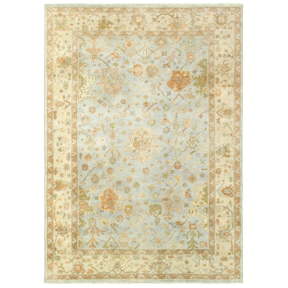 Moretti Estate Area Rug 10304 Blue Vines Scrolls 6' x 9' Rectangle