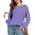 thumbnail image 3 of WUJINXIA Womens Long Sleeve Tops Round Neck Dress Shirts Casual Basic Pullover, 3 of 5
